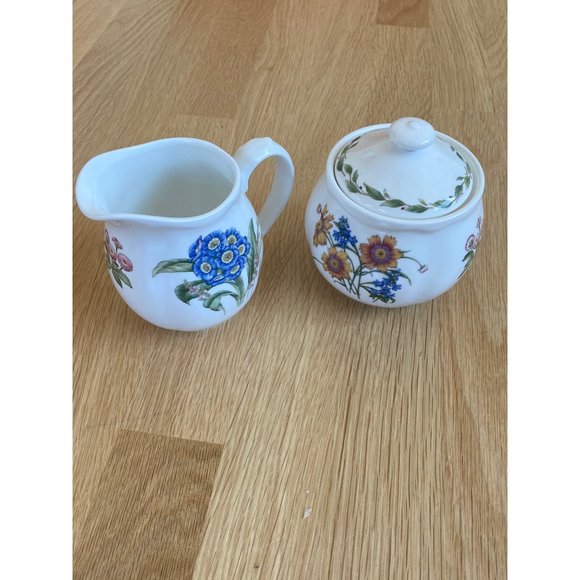 Vintage Noritake Casual Gourmet Garden Sugar + Cream Set w/Lid Floral Botanical - Picture 3 of 9